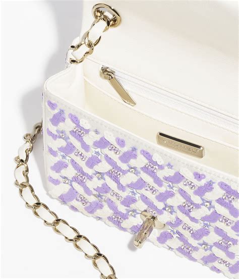 chanel flap bag white embroidered strass|Mini flap bag, Embroidered satin, sequins, glass beads, strass, .